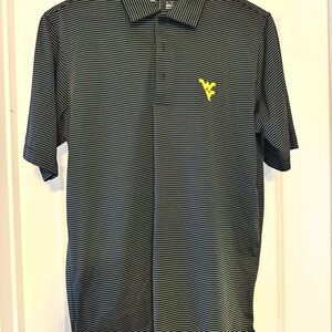 WVU Striped Navy and Gold Polo/Golf Shirt